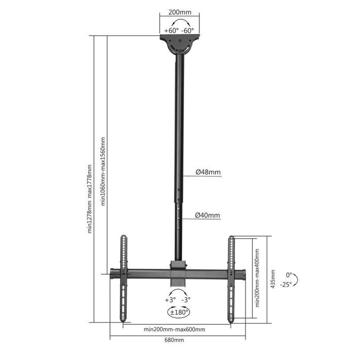 Soporte Tv Techo Manhattan 37" A 70" Hasta 50kg Fullmotion