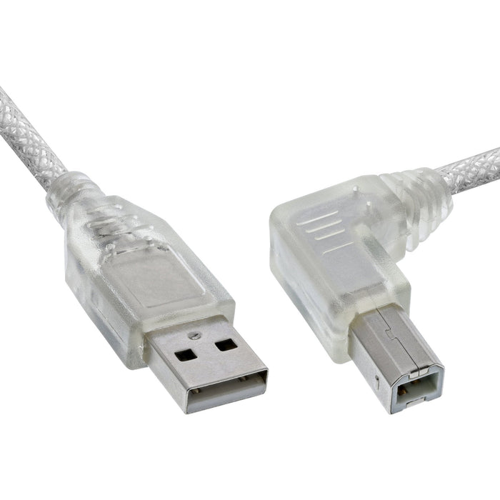 Inline Usb 2.0 Cable Acodado Tipo A Macho A B Macho Transparente 1m