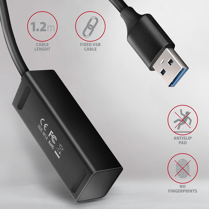 EAN 8595247906212 - Axagon HUE-M1AL hub de interfaz USB 3.2 Gen 1 (3.1 Gen 1) Type-A 5000 Mbit/s Negro imagen 5