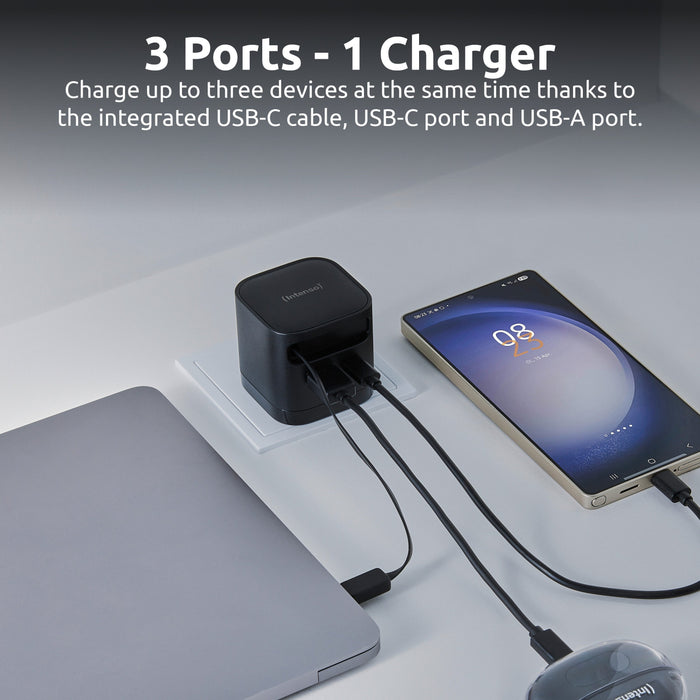 Intenso Compact Fam Charger 65w Usb-C Usb-A Negro
