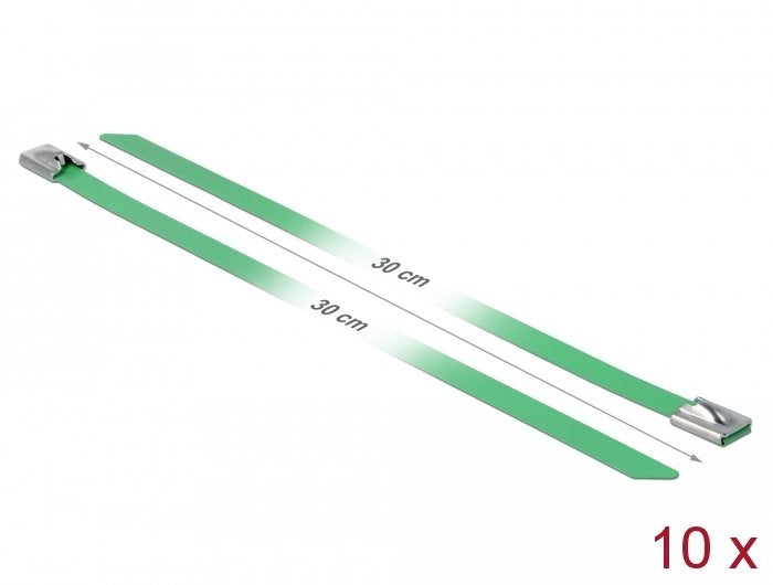 Delock Bridas De Acero Inoxidable L 300 X B 7,9 Mm Verde 10 Piezas
