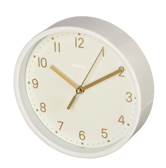 Hama Madeira Reloj De Sobremesa Analogico - Silencioso - Funciona Con 1 Pila Aa - 16x4.5cm - Blanco