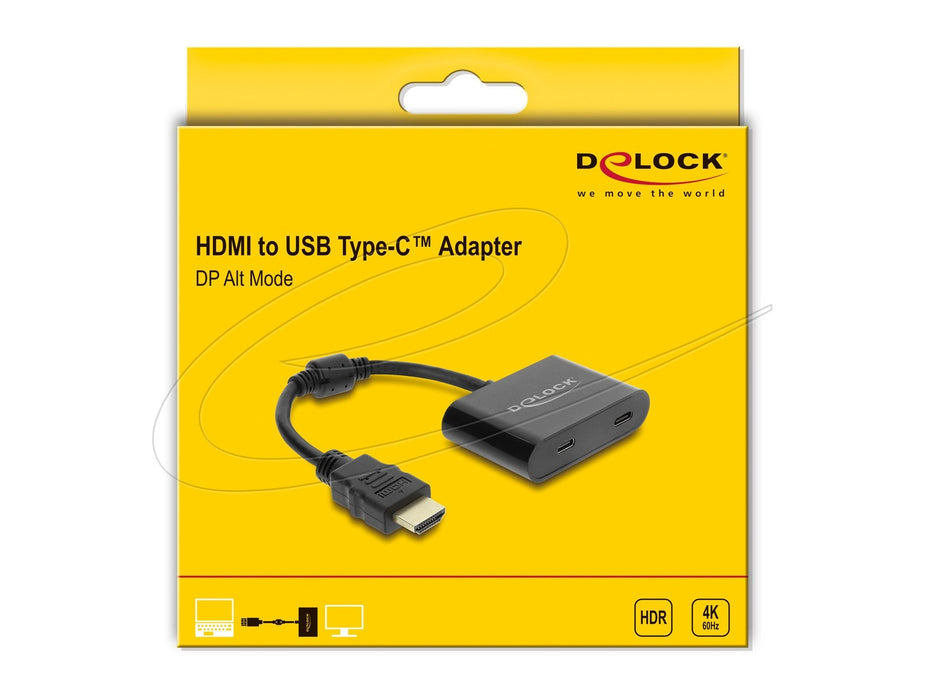 Delock Adapter Hdmi Conector Macho A Usb Type-C Conector Hembra (Dp Alt Mode) 4k 60 Hz