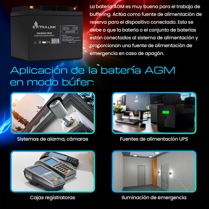 Extralink Akumulator Battery Accumulator 12v 40ah - Batterie - 40.000 Mah Sealed Lead Acid (Vrla) 13.5 V 12 Ah