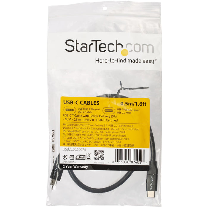 EAN 0065030874021 - StarTech.com USB2C5C50CM cable USB 0,5 m Negro imagen 5
