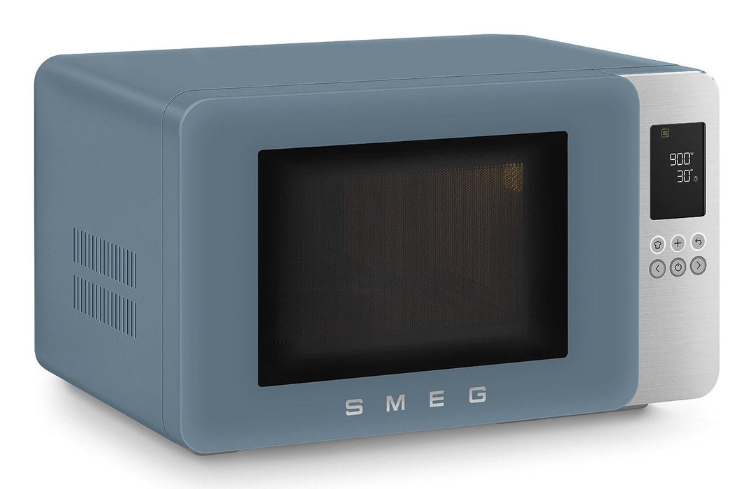 Microondas Smeg Con Grill Moc01sbmeu, 4 Fkt, 1900w, Azul Tormenta Mate