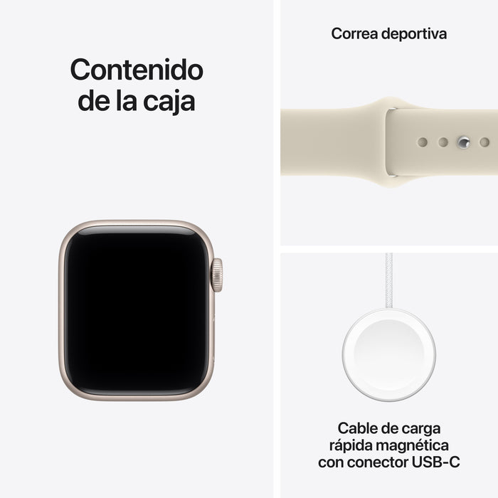 Apple Watch Se3 Gps 40mm Caja De Aluminio Blanco Estrella Correa Deportiva Arena S M