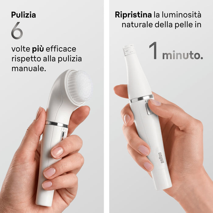 Braun Face Se810 Facial Epilator & Cleansing Brush, White Silver
