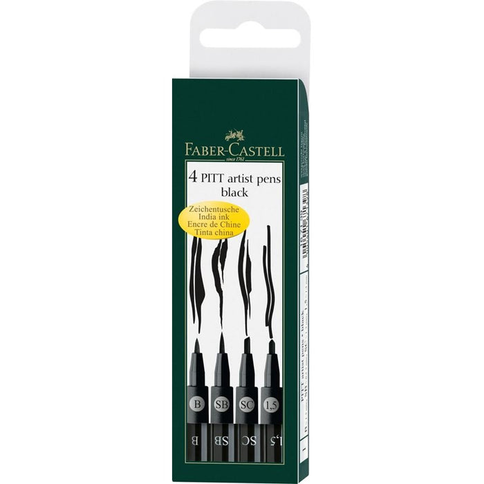 EAN 4005401671398 - Faber-Castell 167139 rotulador de punta fina Negro 4 pieza(s) imagen 1
