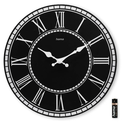 Hama Rab Reloj De Pared Analogico - Cuarzo - Silencioso - Mdf - Funciona Con 1 Pila Aa - 30x2cm - Negro