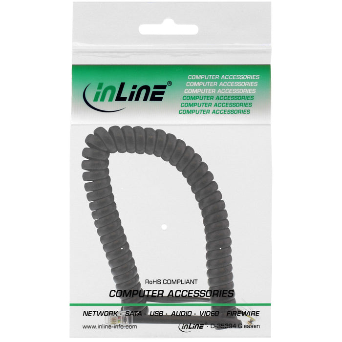 Cable En Espiral Inline Rj10 Macho A Macho Negro Hasta 4 M