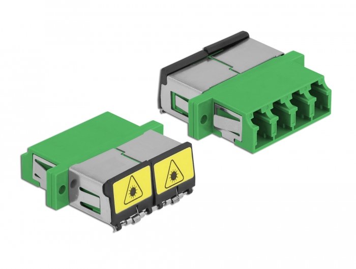 Lwl Kupplung Mit Laserschutzklappe Lc Quad Buchse Zu Lc Quad Buchse Singlemode Grün