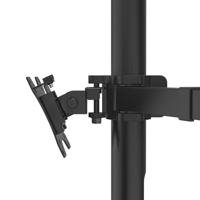 Hama | Soporte Para 3 Monitores De 13" A 27" (Vesa 75x75-100x100, Inclinación +25°/-25°, Giro 180°, Hasta 7kg, Ajustable En Altura), Color Negro