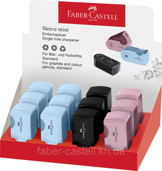 EAN 6933256657749 - Faber-Castell 182774 sacapuntas Sacapuntas manual Negro, Azul, Rosa imagen 1