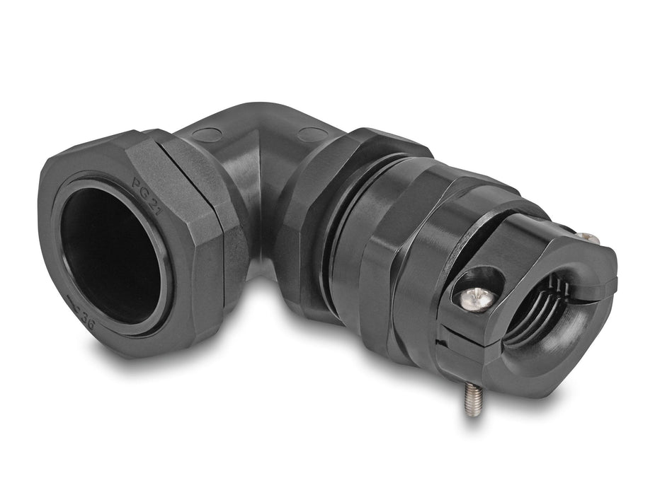 Delock 60599 Prensaestopas Con Alivio De Tensión Y Protección Contra La Flexión Ángulo De 90 ° Pg21 Negro