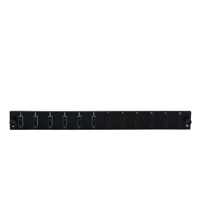 Efb Equipped 12 Port Front Panel With 6 X Sc Duplex Coupling Om3 Vertical, Black