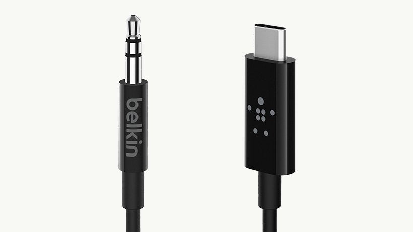 Belkin Rockstar Cable De Audio 24 Pin Usb-C Macho A Mini-Phone Stereo 3.5 Mm Macho 1.83 M Blanco