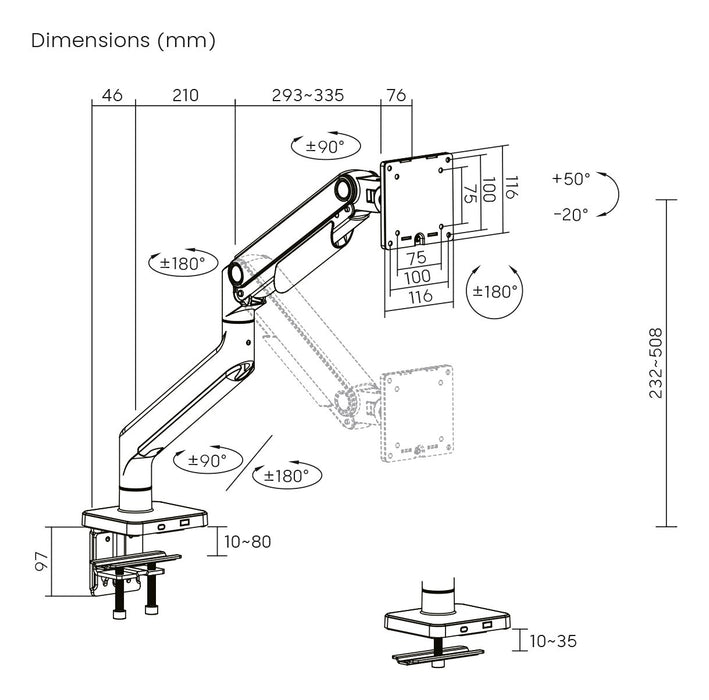 EAN 4016032505914 - Digitus DA-90473 soporte para monitor 124,5 cm (49") Escritorio Negro imagen 4
