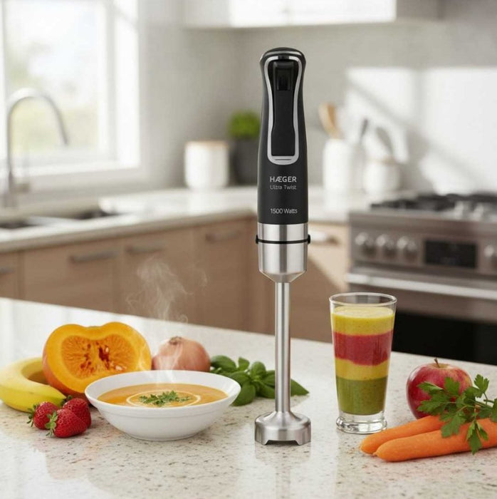 Batidora De Mano Haeger Ultra Twist 1500w Cuchilla Triple Titanio Acero Inoxidable Negro