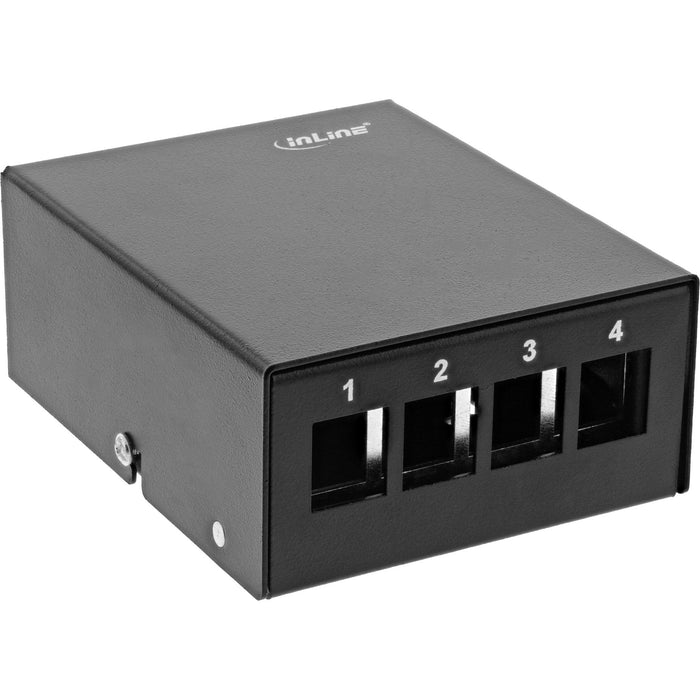 Inline Desktop Point Box 4x Keystone Rj45, Metal, Negro Ral9005
