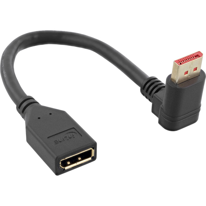 Adaptador Inline Displayport 1.4 M/H, 8k4k, En Ángulo Hacia Arriba, Negro/Dorado, 0,15 M