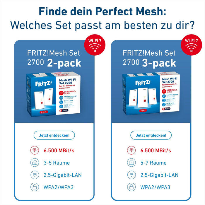 Fritz!Repeater 2700 2-Pack Wifi7 1x2.5g Mesh