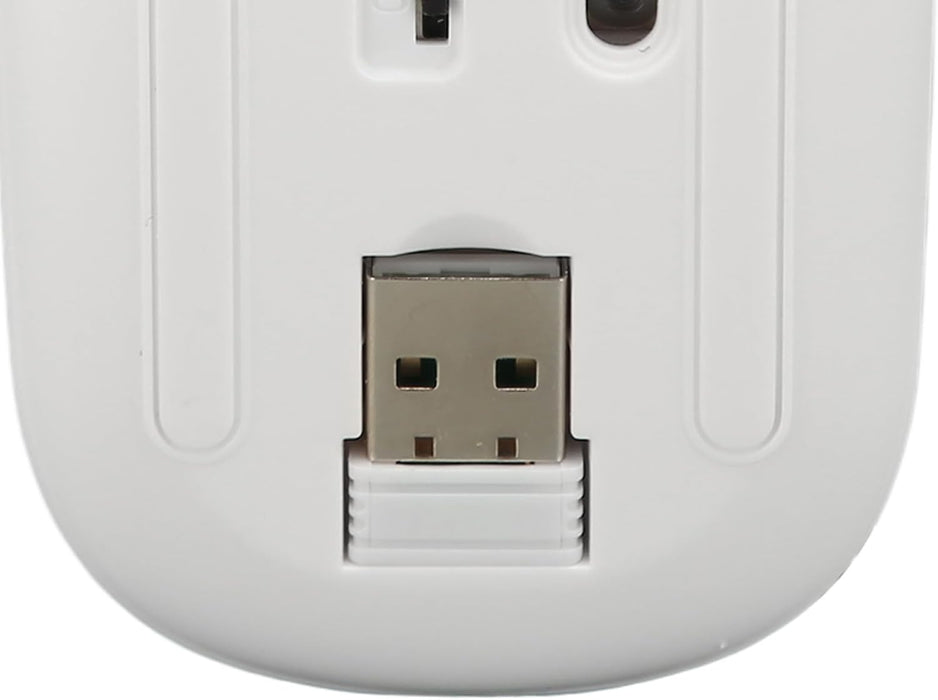 Raton Inalámbrico Recargable 2 En 1 Bluetooth + Usb 2.4g 1600 Dpi Ergonómico Blanco