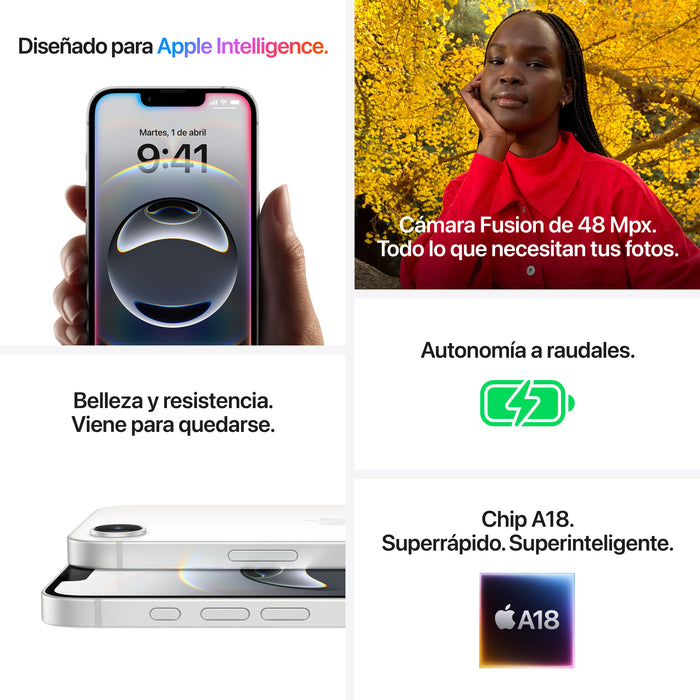 EAN 0195950051353 - Apple iPhone 16e 15,5 cm (6.1") SIM doble iOS 18 5G USB Tipo C 256 GB Blanco imagen 7