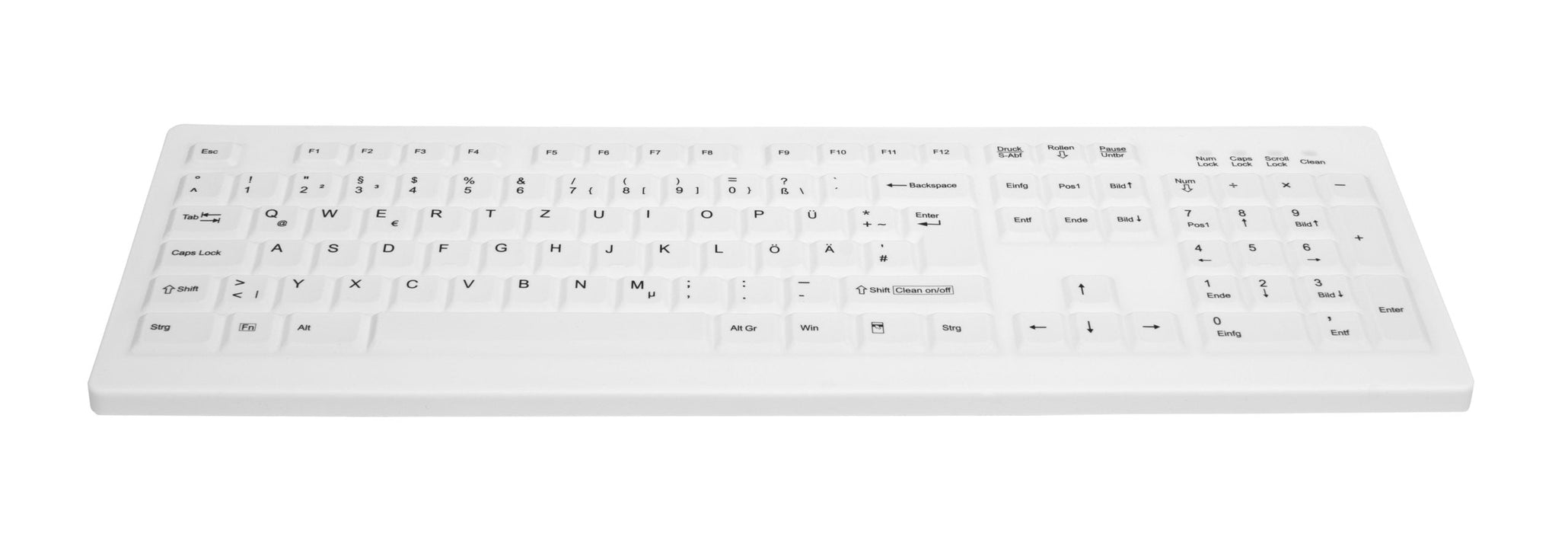 Cherry Ak-C8100 Teclado (Aleman) Higiénico Inalámbrico Desinfectable Con Teclado Numérico Blanco