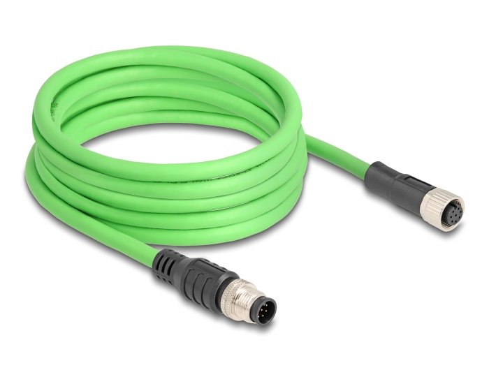 Delock 80404 Cable M12 Codificado A 8 Pin Macho A Hembra Pur (Tpu) 5 M