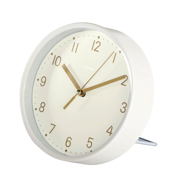 Hama Madeira Reloj De Sobremesa Analogico - Silencioso - Funciona Con 1 Pila Aa - 16x4.5cm - Blanco