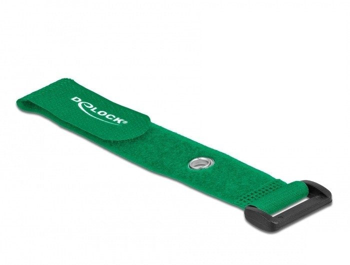 Delock Klett-Cablebinder Mit Schlaufe Und Befestigungsöse L 190 X B 25 Mm Grün 5 Stück