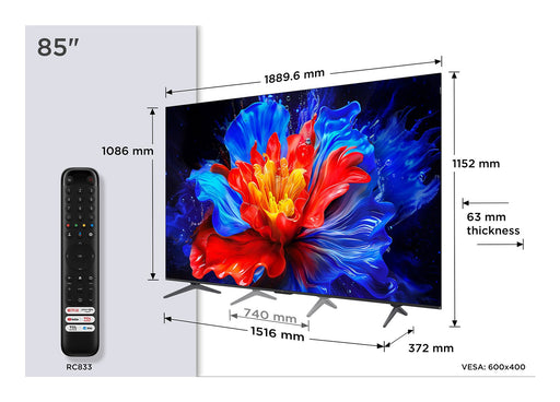 EAN 5901292525866 - TCL P8K 85P8K Televisor 2,16 m (85") 4K Ultra HD Smart TV Wifi Metálico 450 cd / m² imagen 1