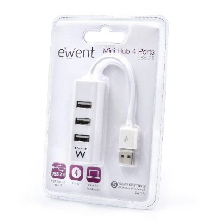 EAN 8054392613876 - Ewent EW1122 hub de interfaz USB 2.0 Blanco imagen 3