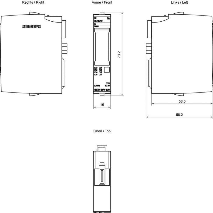 Siemens Siem 6es7131-6bf01-2aa0 Simatic Et 200sp Digital Eingangs- Módulo Di