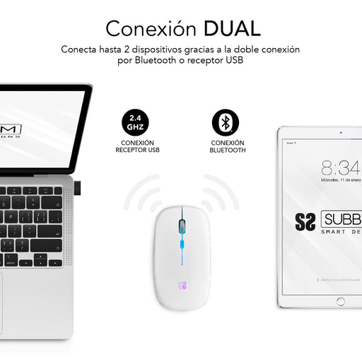 EAN 8436586742034 - SUBBLIM SUBMO-LDFLAT2 ratón Oficina Ambidextro RF Wireless + Bluetooth + USB Type-A Óptico 1600 DPI imagen 2