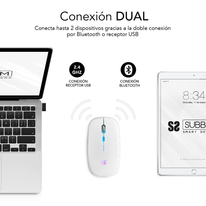EAN 8436586742034 - SUBBLIM SUBMO-LDFLAT2 ratón Oficina Ambidextro RF Wireless + Bluetooth + USB Type-A Óptico 1600 DPI imagen 2