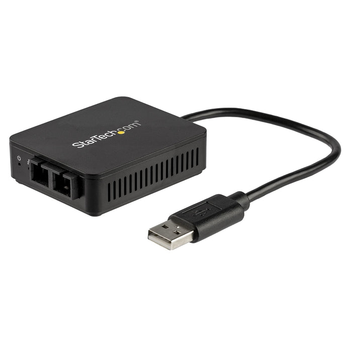 Startech.Com Adaptador Conversor Usb A Fibra Óptica - De 100mbps - Adaptador De Red Usb 2.0 A Fibra - 100basefx-Sc Hembra Dúplex Multimodo Compatible Con Fibra/Mmf - De 2km - Adaptador Compacto Lan De Usb A Fibra