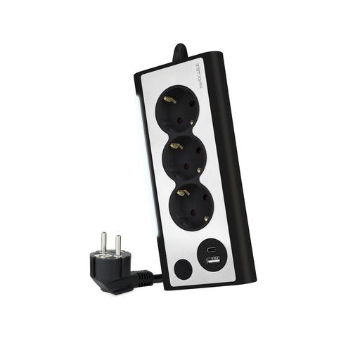 EAN 8433281011342 - Nanocable 10.37.0013-BK base múltiple 1,5 m 3 salidas AC Interior Aluminio, Negro imagen 1