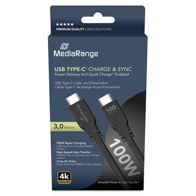EAN 4260664876120 - MediaRange MRCS218 cable USB USB 3.2 Gen 1 (3.1 Gen 1) 3 m USB C Negro imagen 1
