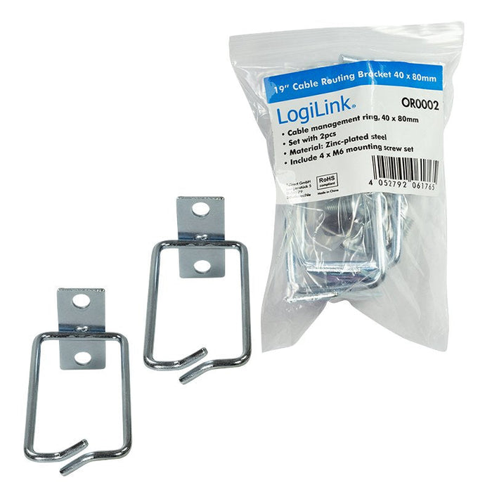 19" Cable Management Bracket 40 X 80 Mm, Steel, 2 Pcs.