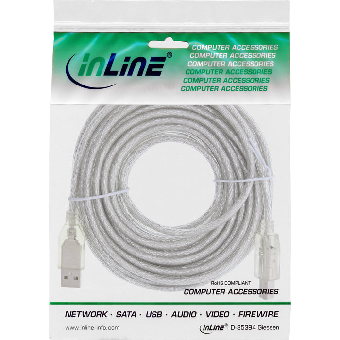 Inline Usb 2.0 Cable Tipo A A B Macho Transparente 10m