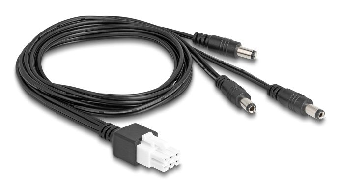 Delock Cable Mini-Fit 4,2 Mm 6 Pin Stecker Zu 3 X Dc 5,5 X 2,5 Mm Stecker Schwarz