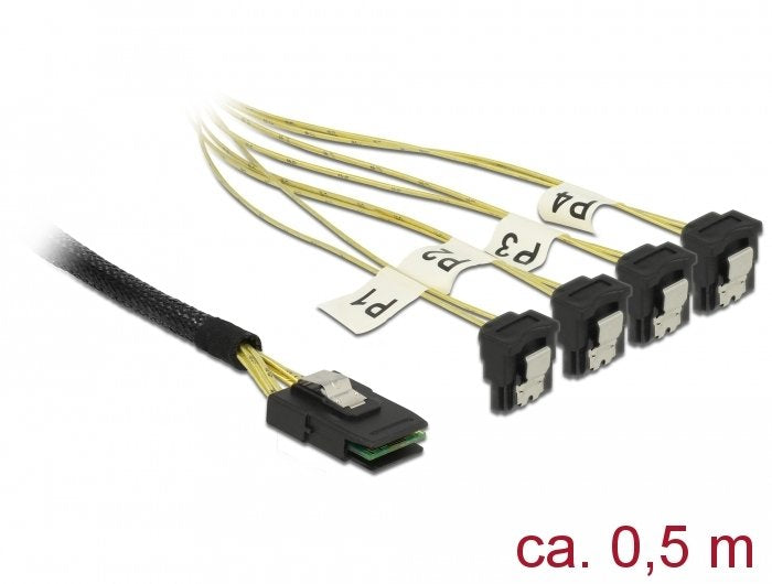 Delock Cable Mini Sas Sff-8087 > 4 X Sata 7 Pin Gewinkelt 0,5 M