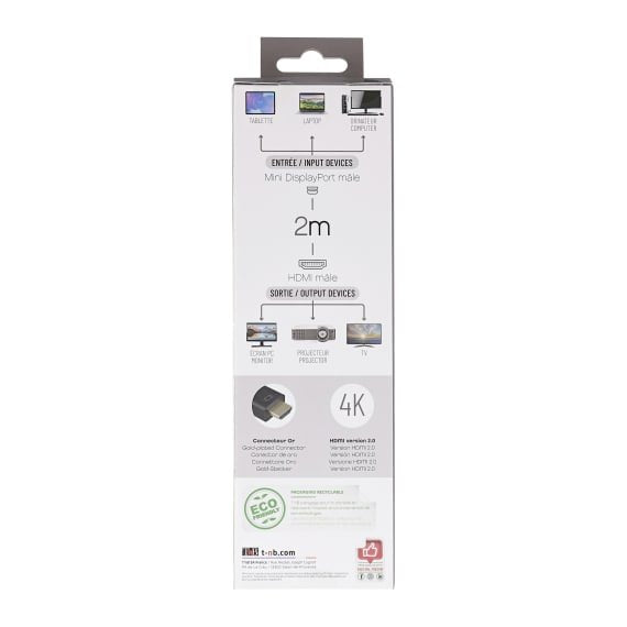 EAN 3303170104569 - T'nB Cable HDMI Mini Displayport 2m HDMI tipo A (Estándar) Negro imagen 5