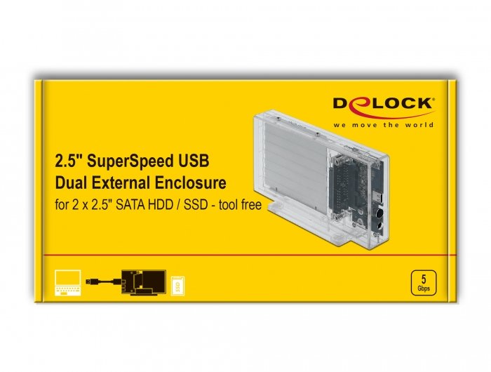 Delock Caja Externa  2 X 2.5" Sata Hdd / Ssd Usb Type-C