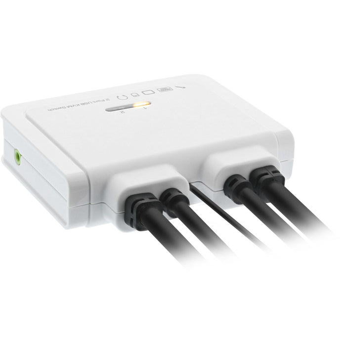 Switch Kvm Con Cable Inline, 2 Puertos, Displayport 1.2, 4k, Usb, Audio