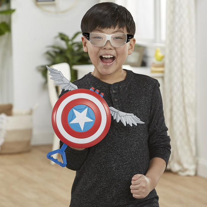 Lanzador Hasbro Nerf Marvel Mech Strike Mechasaurs Capitán América Con Redwing