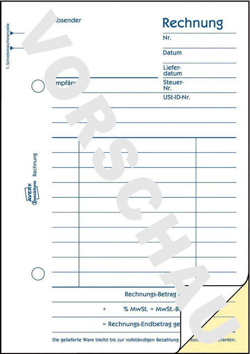 Avery Zweckform Rechnungsformular - 40 Hoja - A6 (105 X 148 Mm)