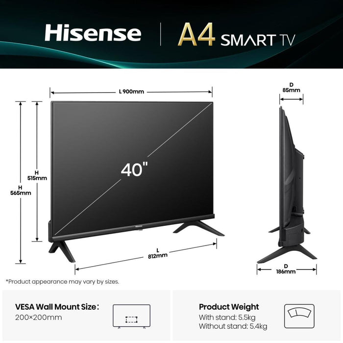 EAN 6942351418032 - Hisense 40A4Q 101,6 cm (40") Full HD Smart TV Wifi Negro 200 cd / m² imagen 2